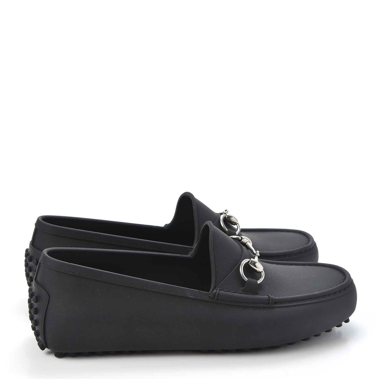 Gucci Rubber Mens Horsebit Driver Loafers 7 Black 4 of 9