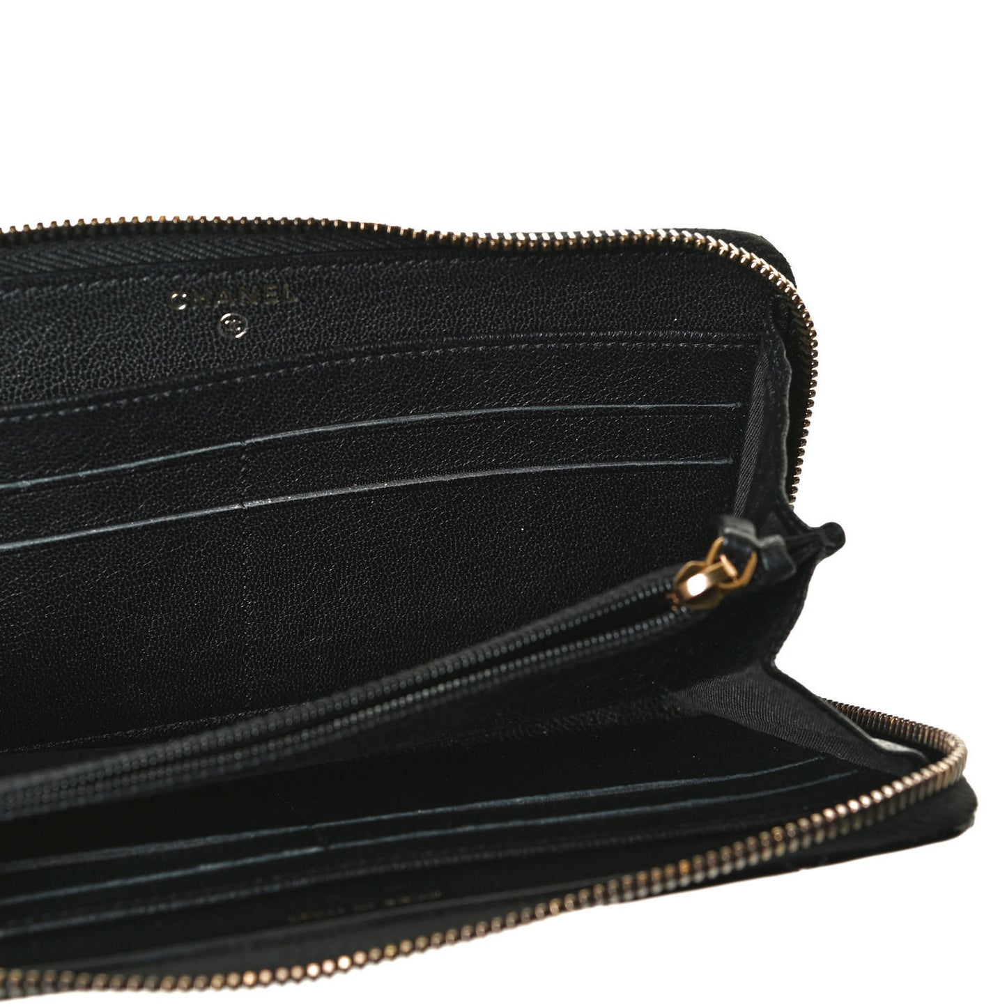Patent Quilted Large Gusset Zip Around Wallet Black