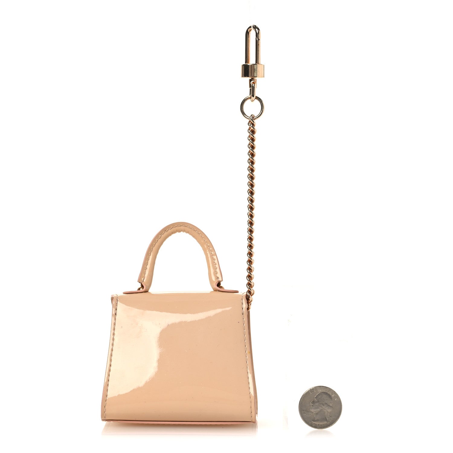 Delvaux Patent Calfskin Mini Brillant Bag Charm Beige 2 of 9