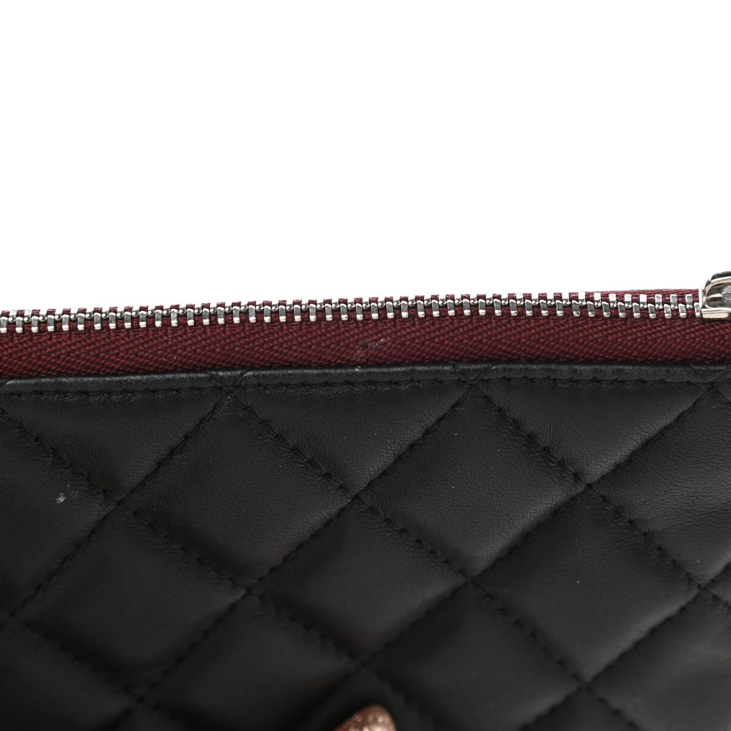 Lambskin Quilted Small Cosmetic Case Black