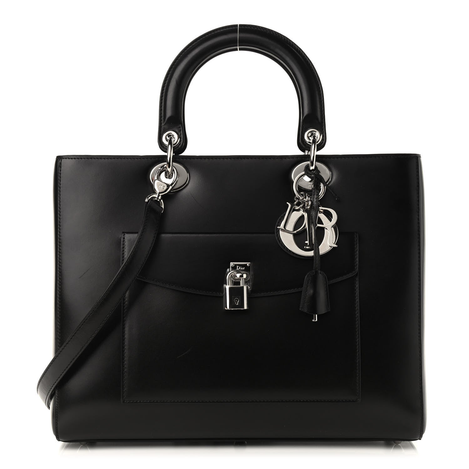 Christian Dior Box Calfskin Lady Dior Pouch Tote Black 1 of 11
