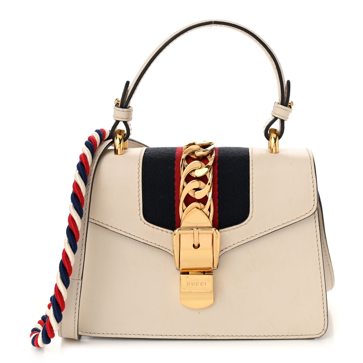 Calfskin Mini Sylvie Top Handle Bag White