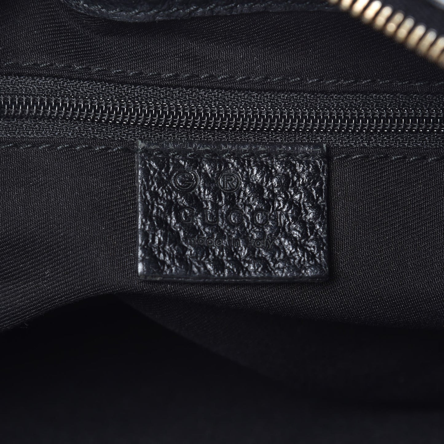 Calfskin Half Moon Bamboo Ring Hobo Black