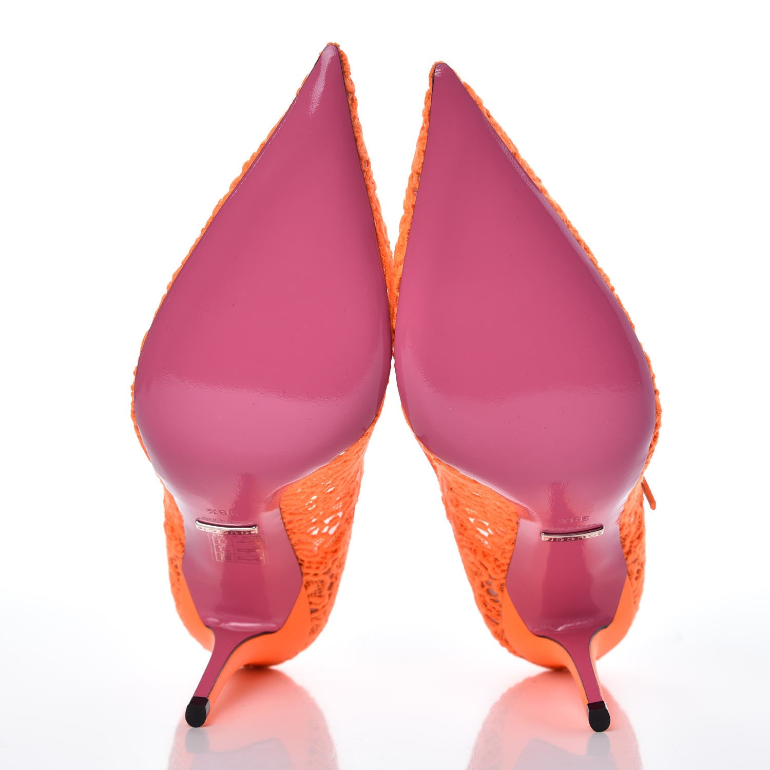 Gucci Lace Pizzo Venice Pumps 38.5 Orange Fluo 5 of 8