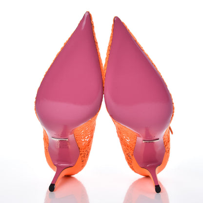 Gucci Lace Pizzo Venice Pumps 38.5 Orange Fluo 5 of 8