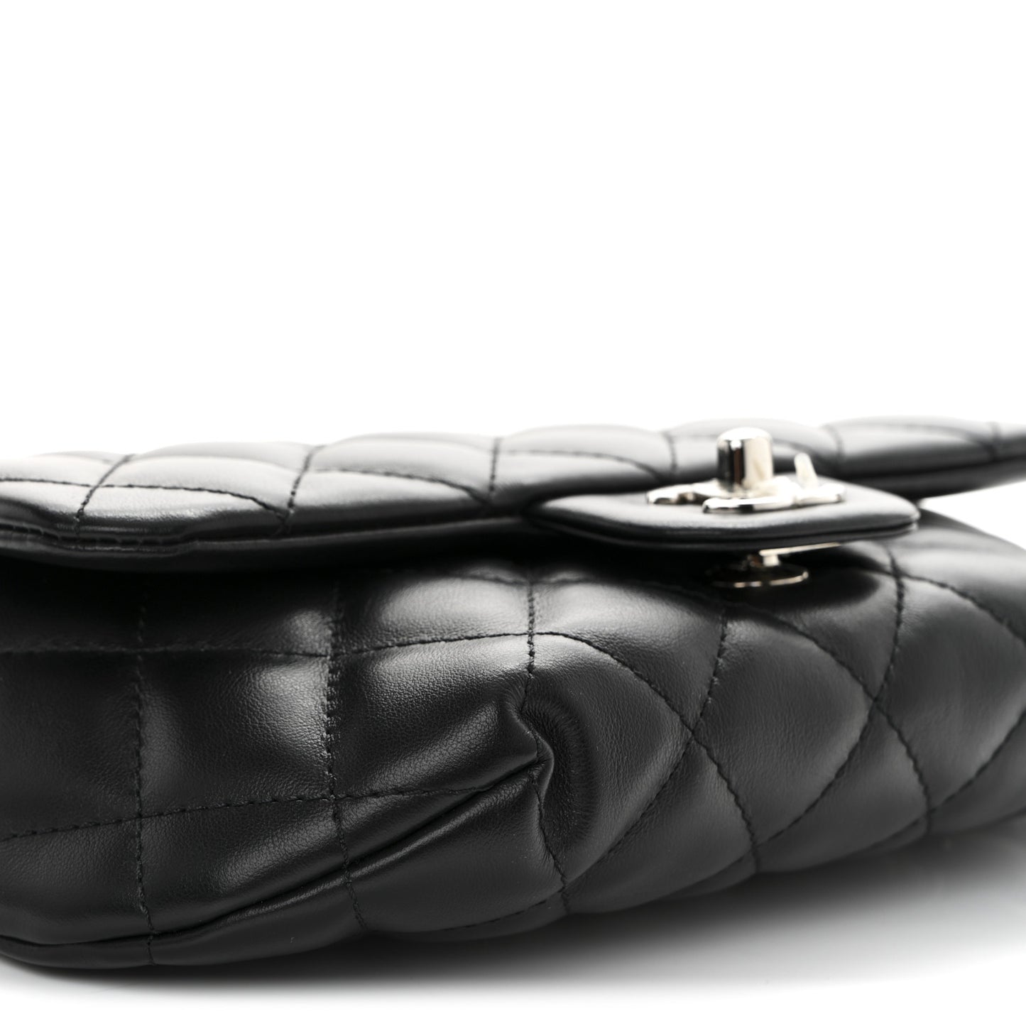 Calfskin Quilted CC Uniform Flap Belt Bag Black