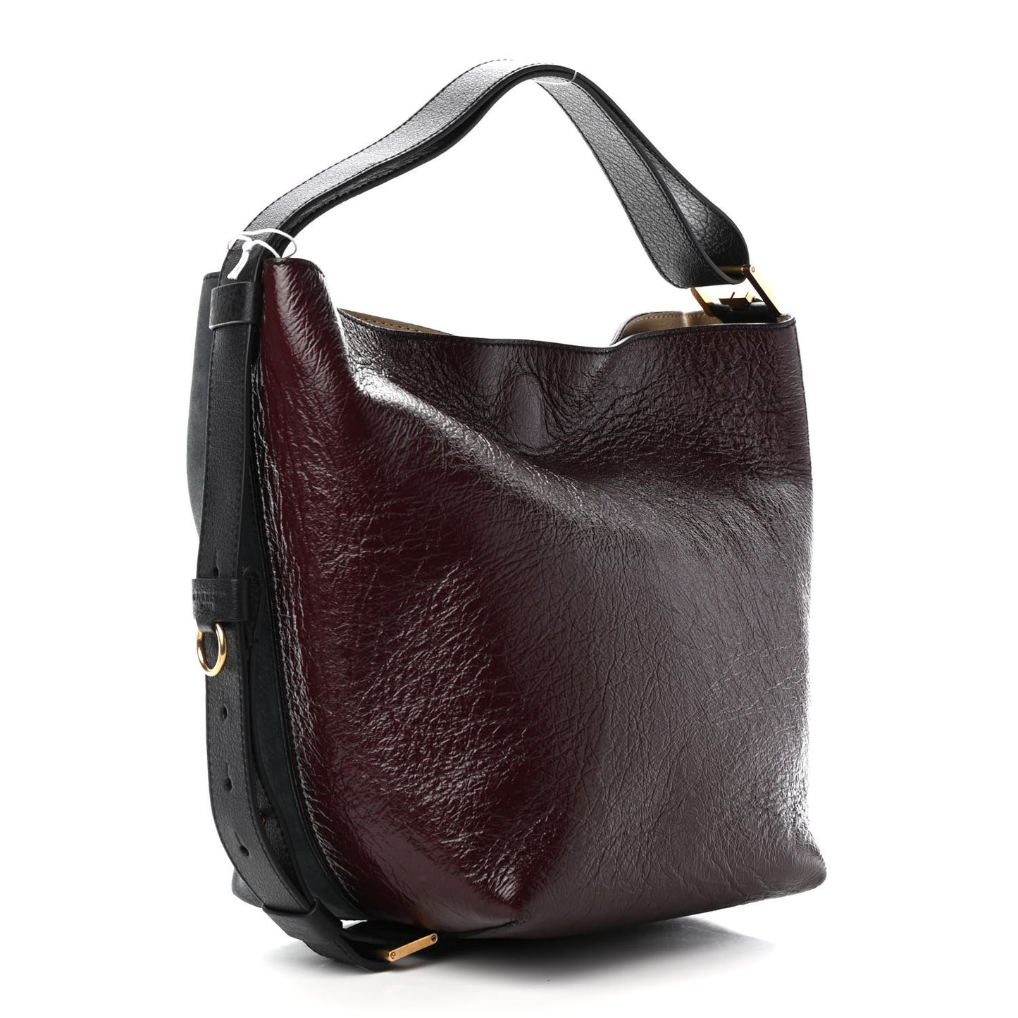 Suede Crinkled Patent Deerskin Medium GV Bucket Bag Aubergine Graphite