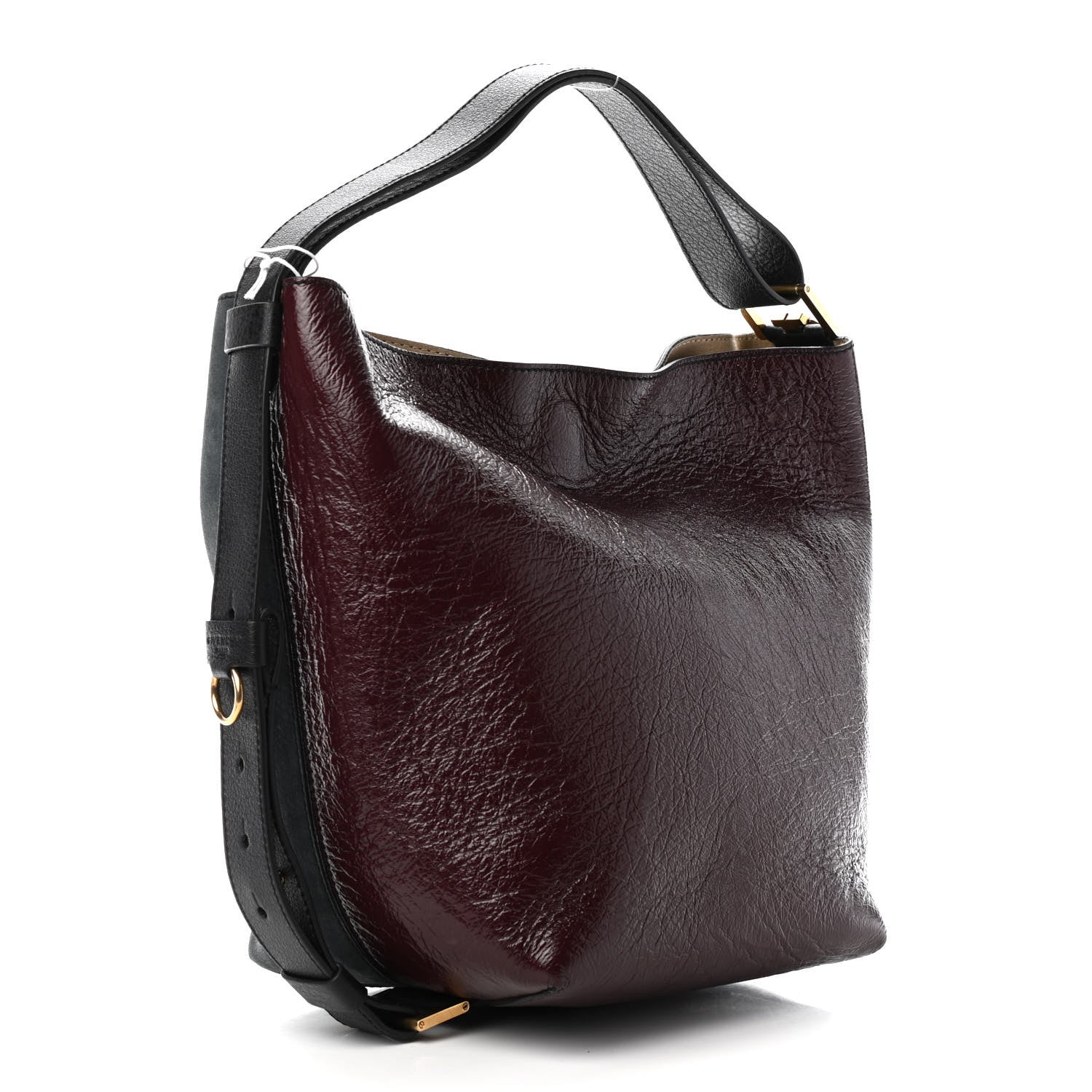 Givenchy Suede Crinkled Patent Deerskin Medium GV Bucket Bag Aubergine Graphite 2 of 7