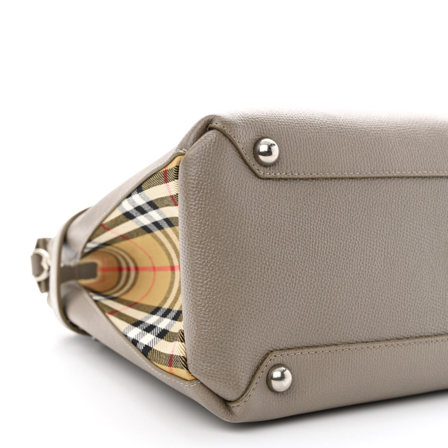 Derby Calfskin House Check Medium Banner Tote Pale Grey