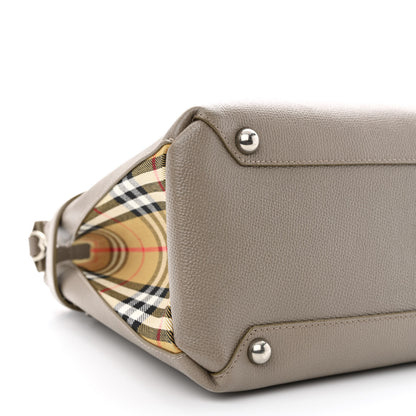Burberry Derby Calfskin House Check Medium Banner Tote Pale Grey 12 of 13