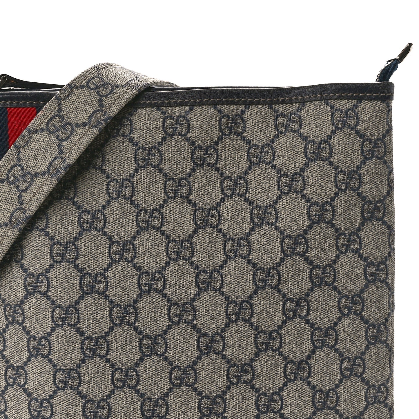 GG Plus Monogram Signature Web Loop Messenger Blue