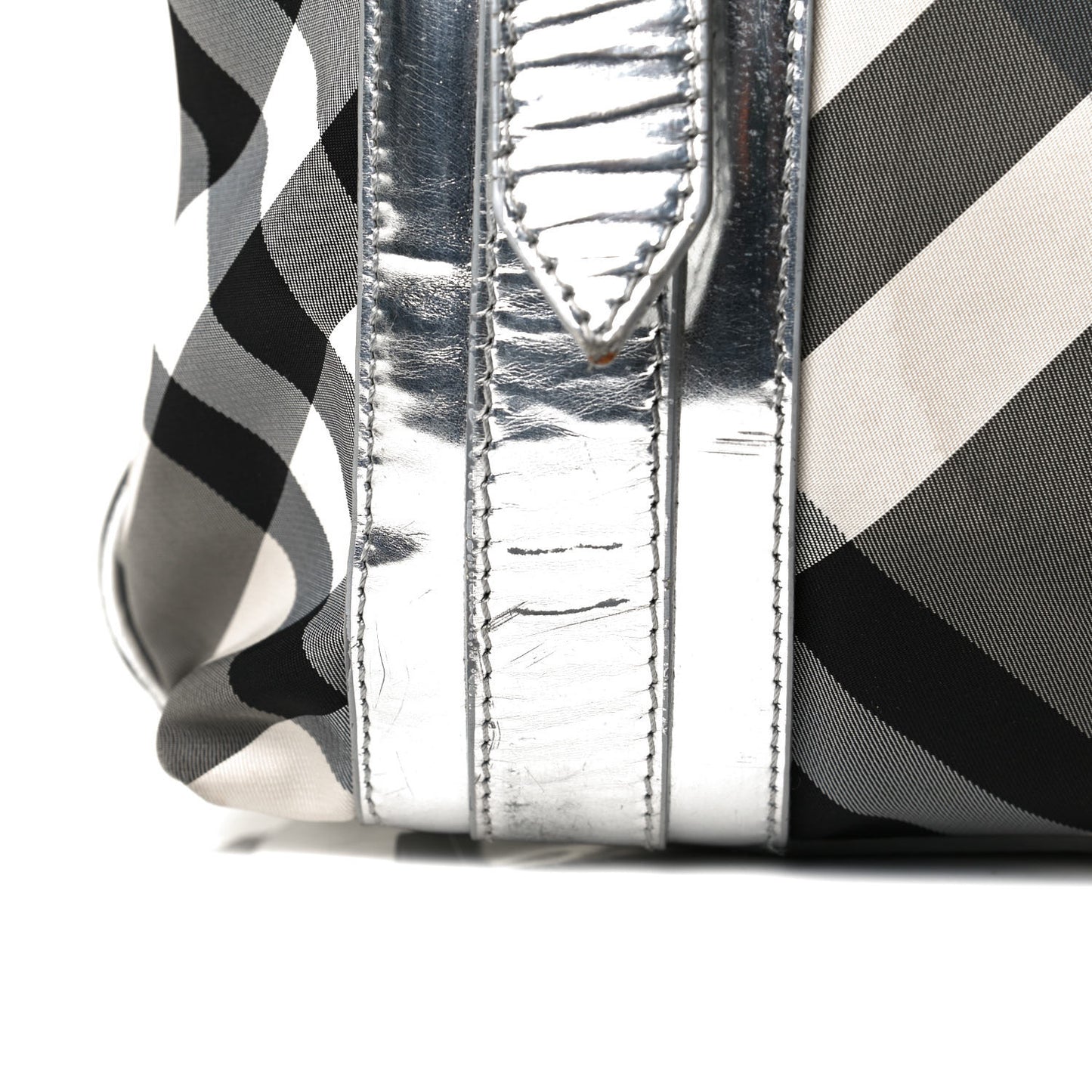 Nylon Beat Check Small Victoria Tote Silver