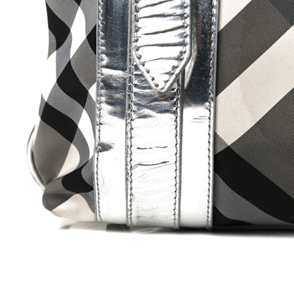 Burberry Nylon Beat Check Small Victoria Tote Silver 6 of 9