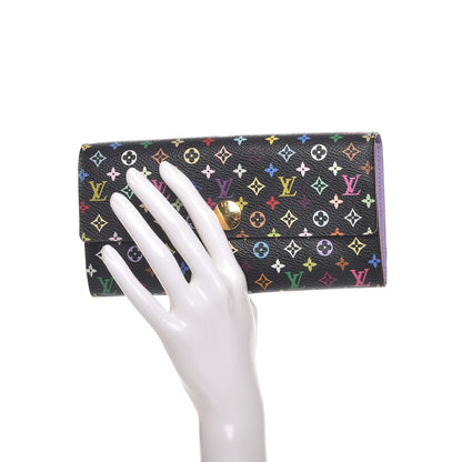 Louis Vuitton Monogram Multicolor Sarah Wallet Black Violet 2 of 8