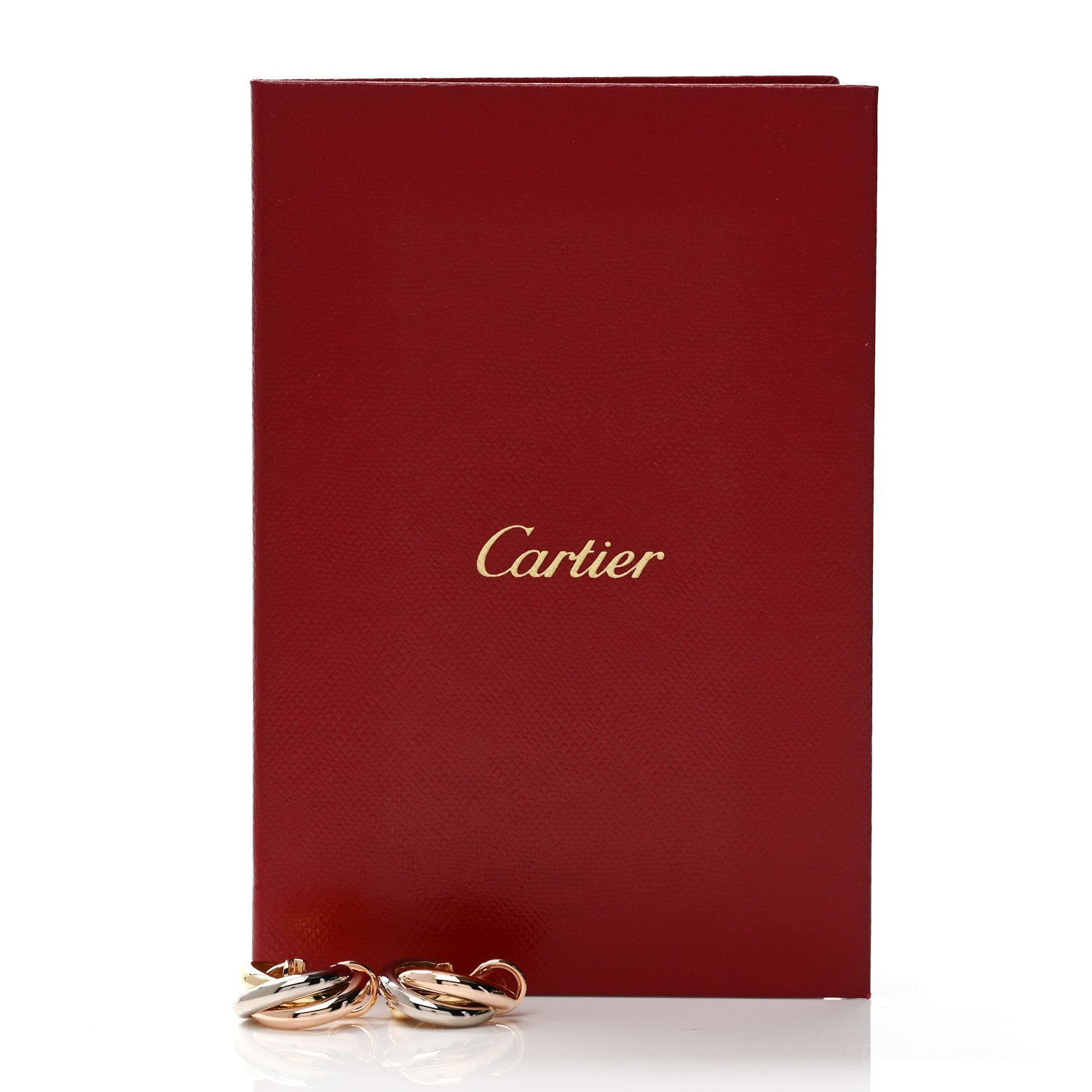 Cartier 18K Pink Yellow White Gold Classic Trinity Hoop Earrings 6 of 6