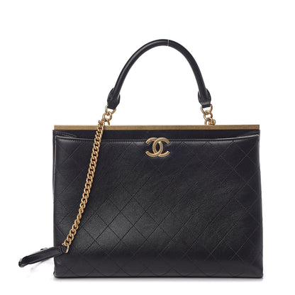 Chanel Lambskin Stitched Frame Shoulder Bag Black 1 of 9