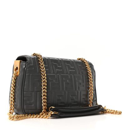 Fendi Nappa Small FF Embossed Mid Chain Baguette Anthracite 3 of 9