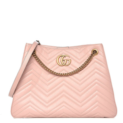 Gucci Calfskin Matelasse Medium GG Marmont Shoulder Tote Bag Perfect Pink 1 of 8