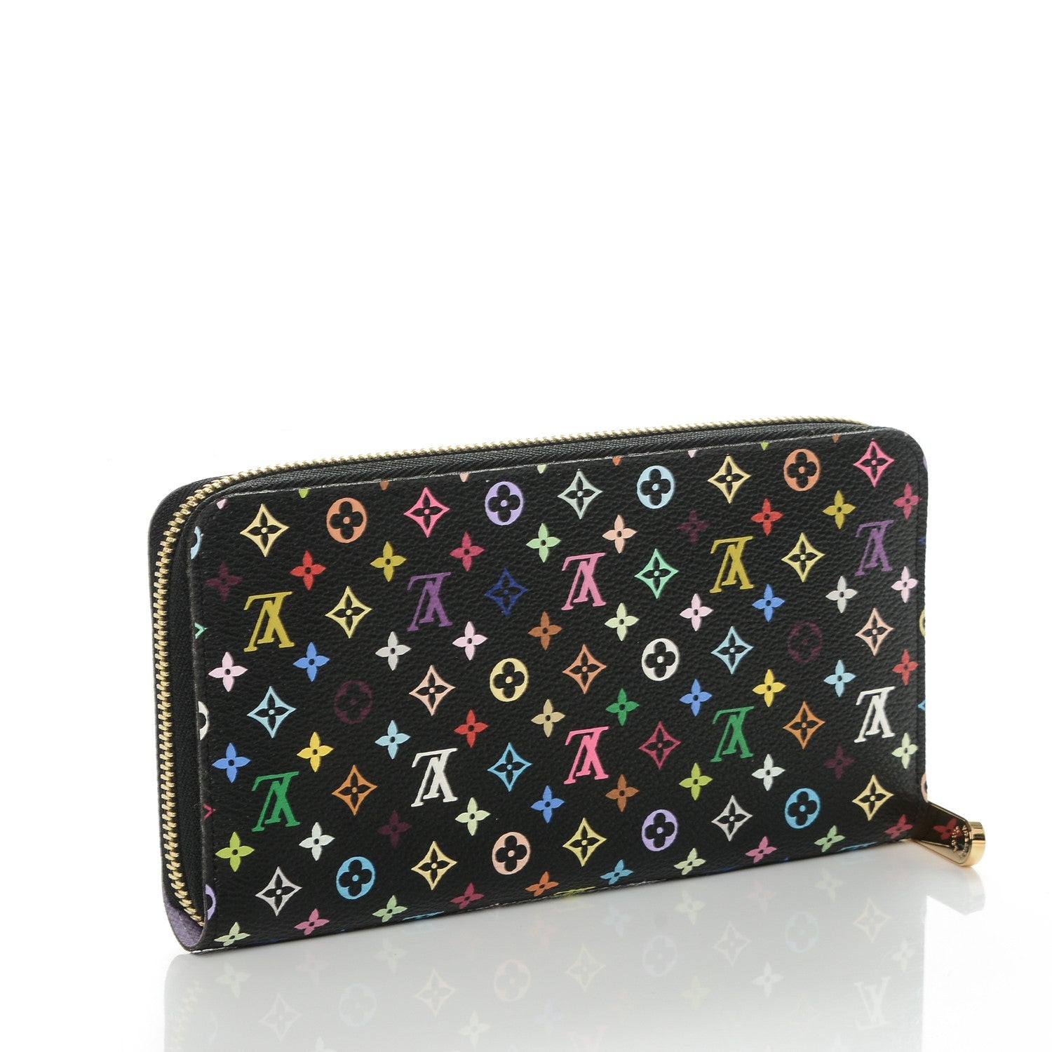 Louis Vuitton Monogram Multicolor Zippy Wallet Black Violet 3 of 6