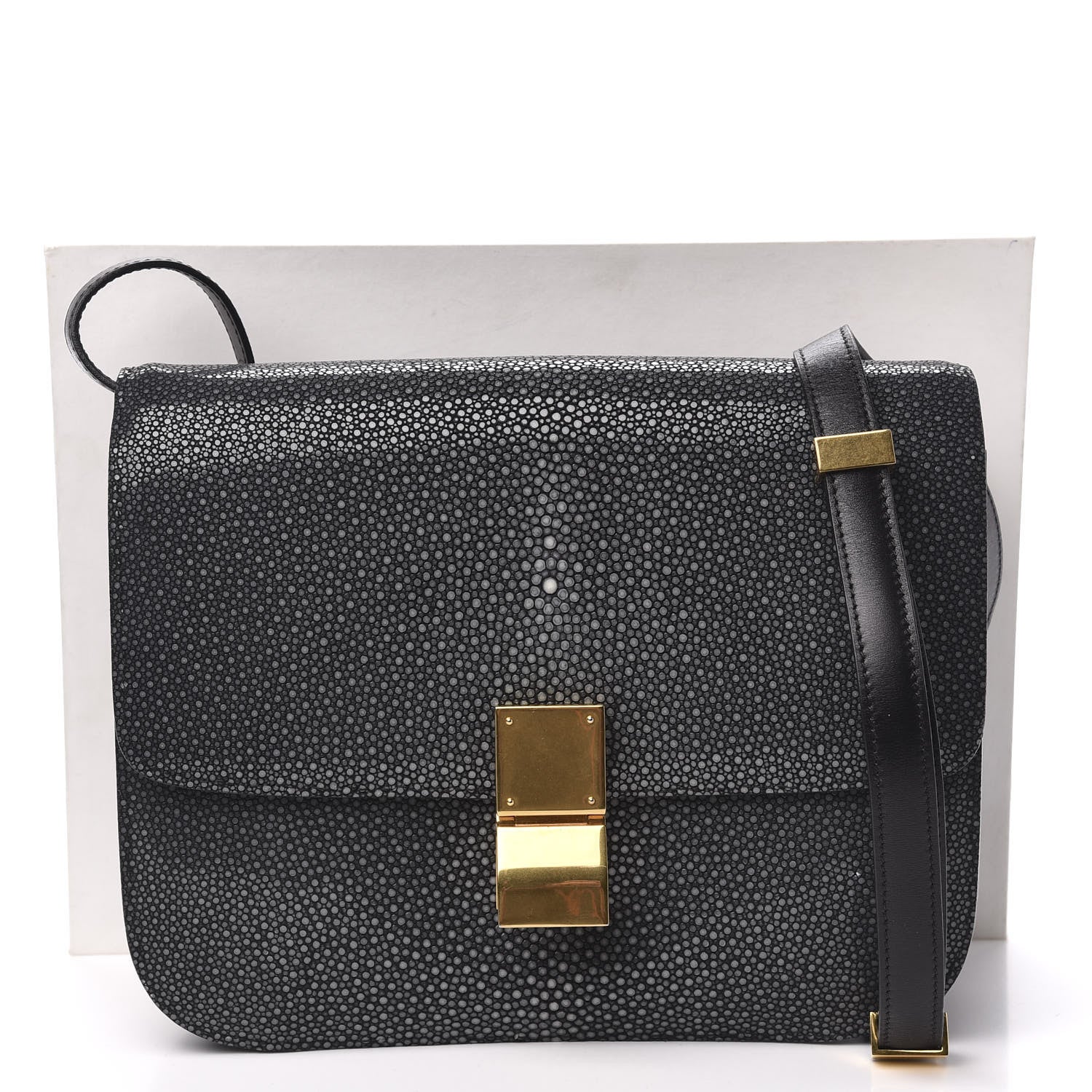 Celine Stingray Medium Classic Box Flap Bag Navy 10 of 10