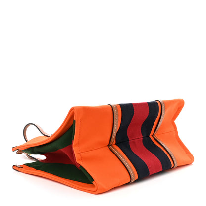 Gucci Canvas Calfskin Web Large Interlocking G Tote Bag Vibrant Orange Hazel Brown 4 of 9