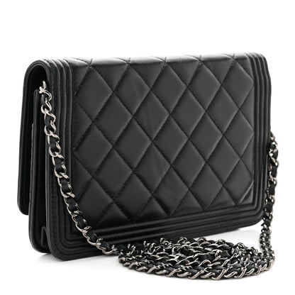 Chanel Lambskin Quilted Boy Wallet On Chain WOC Black 3 of 11