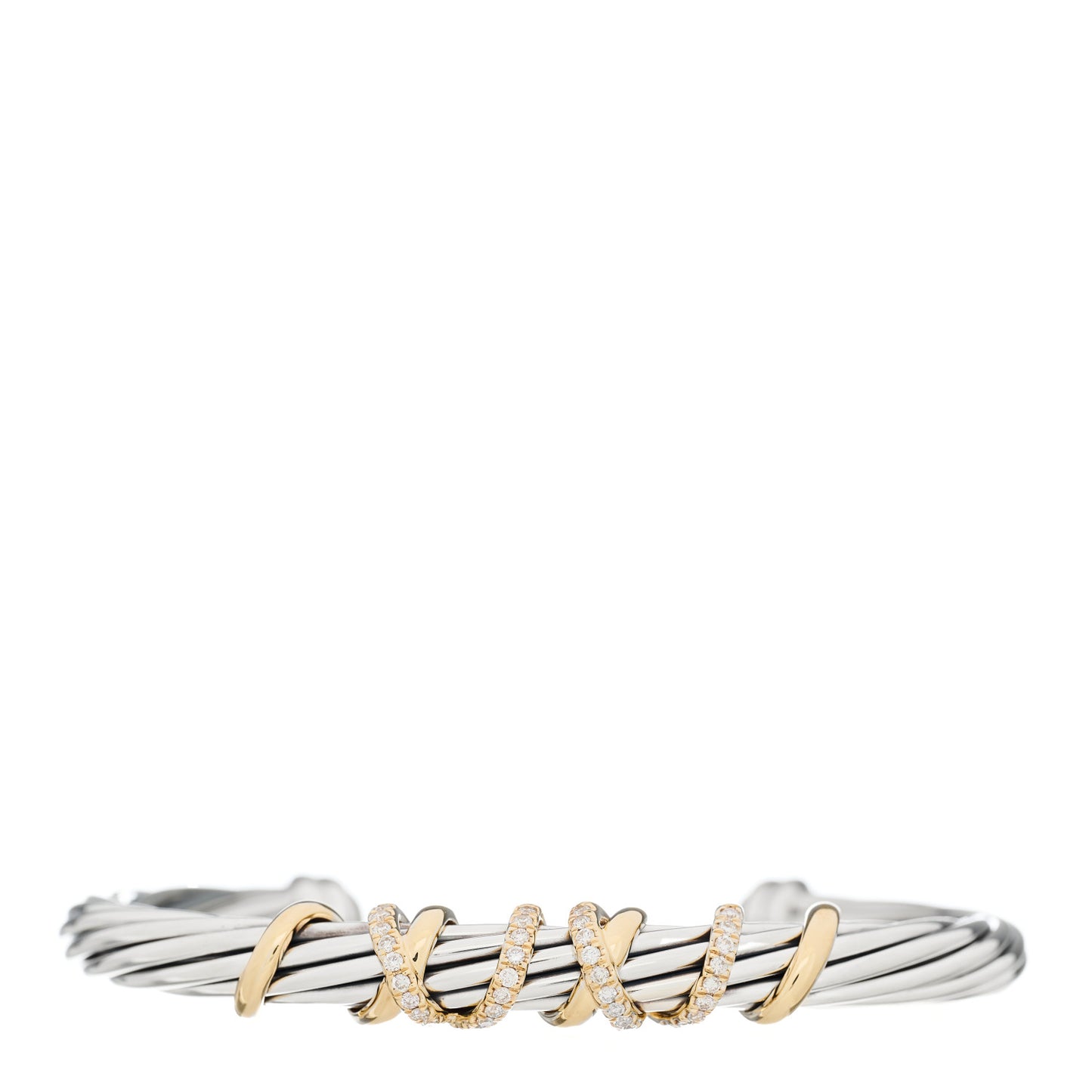 Sterling Silver 18K Yellow Gold Diamond 6mm Helena Station Bracelet