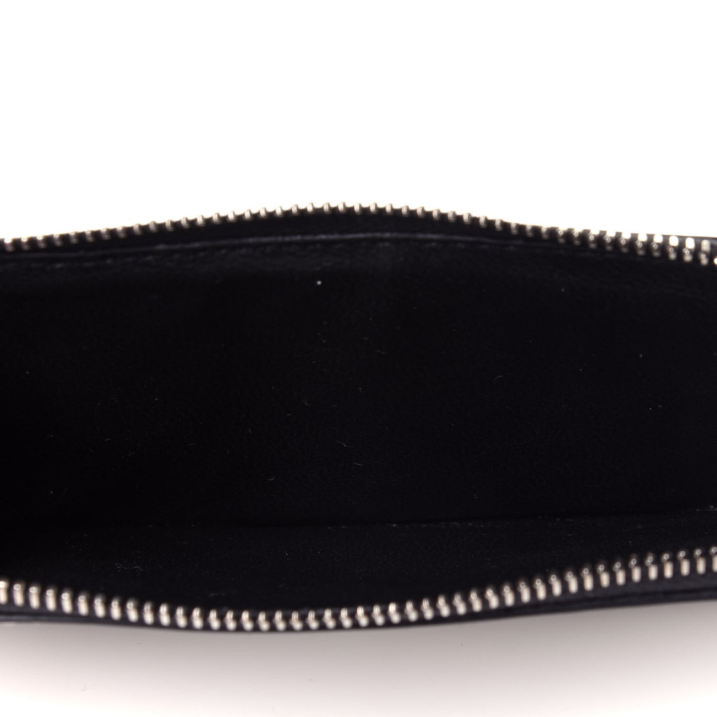 Metallic Calfskin Zip Card Holder Wallet Silver