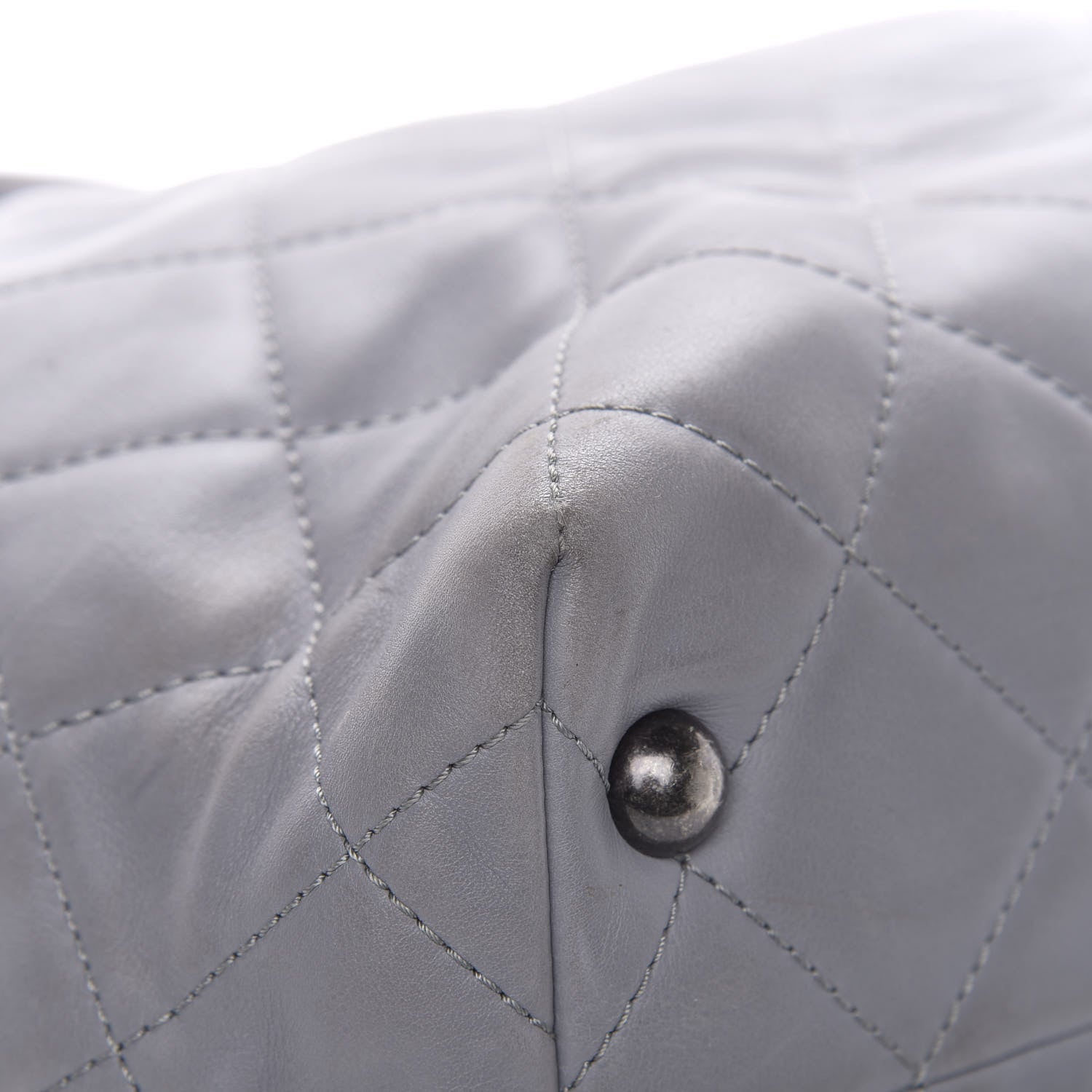 Chanel Calfskin Quilted Large Shopping In Chains Tote Light Grey 9 of 13