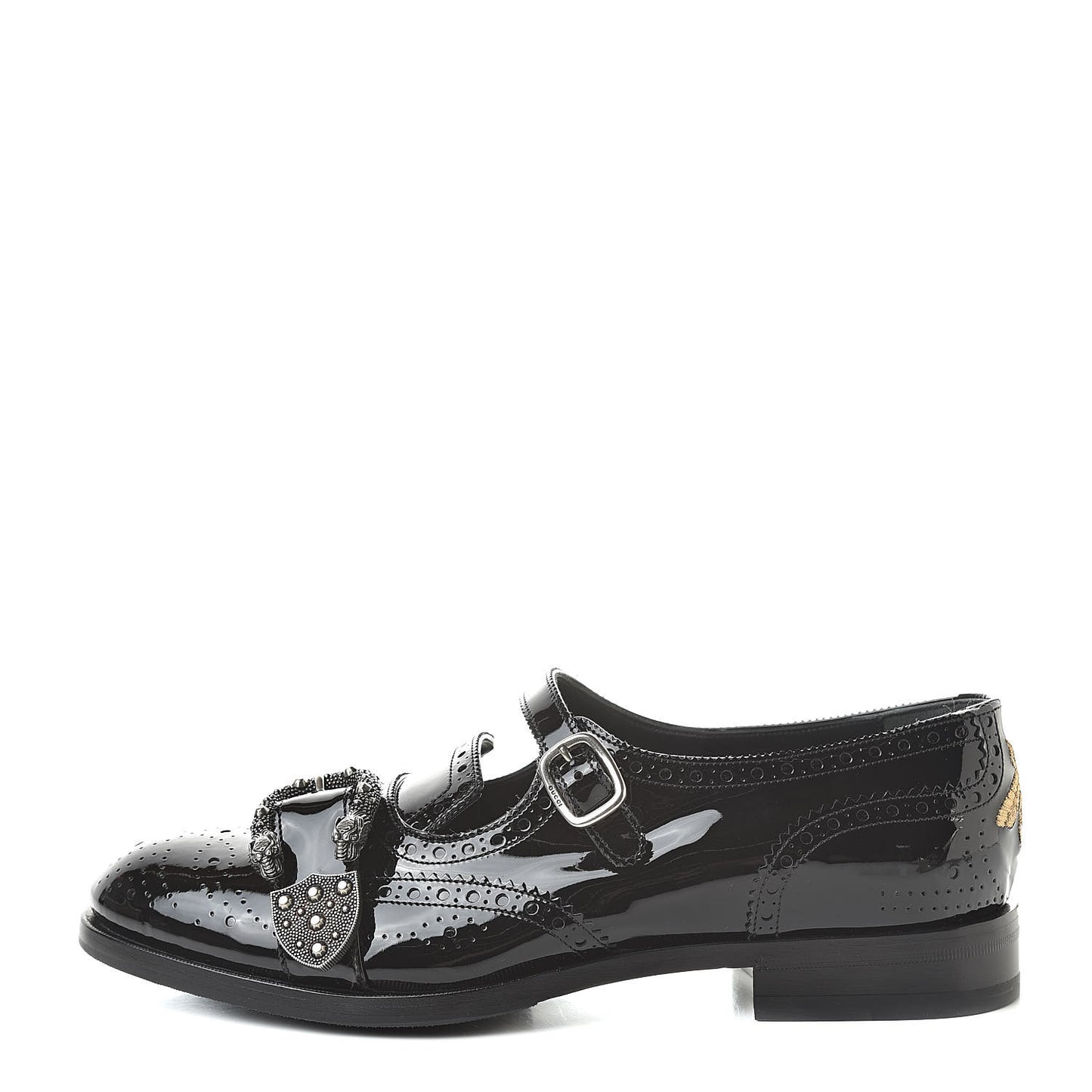 Vernice Crystal Bee Embroidered Mens Queercore Brogue Monk Strap Loafers 9 Black