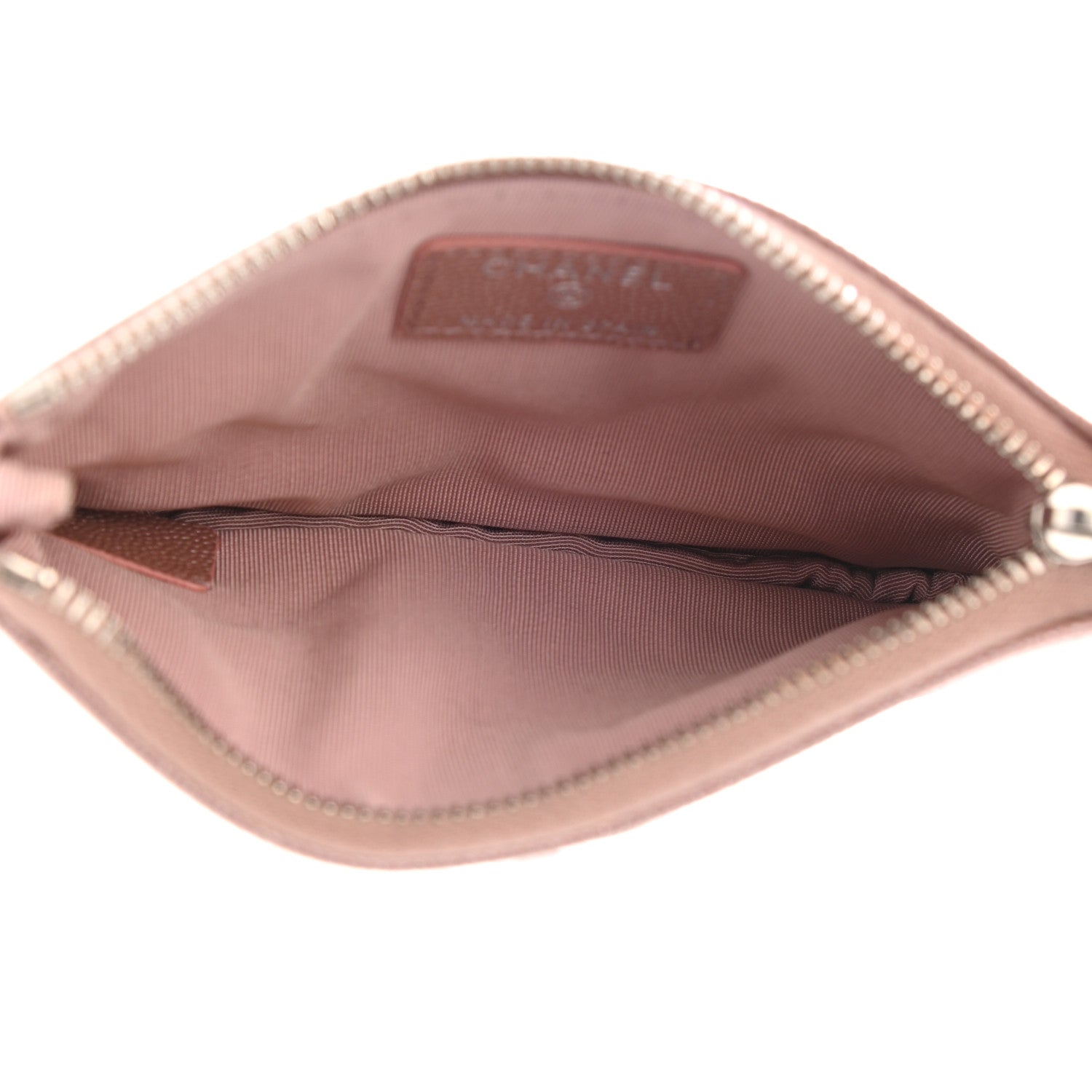 Chanel Metallic Caviar Chevron Quilted Small Vintage Mademoiselle Cosmetic Case Pink 5 of 7