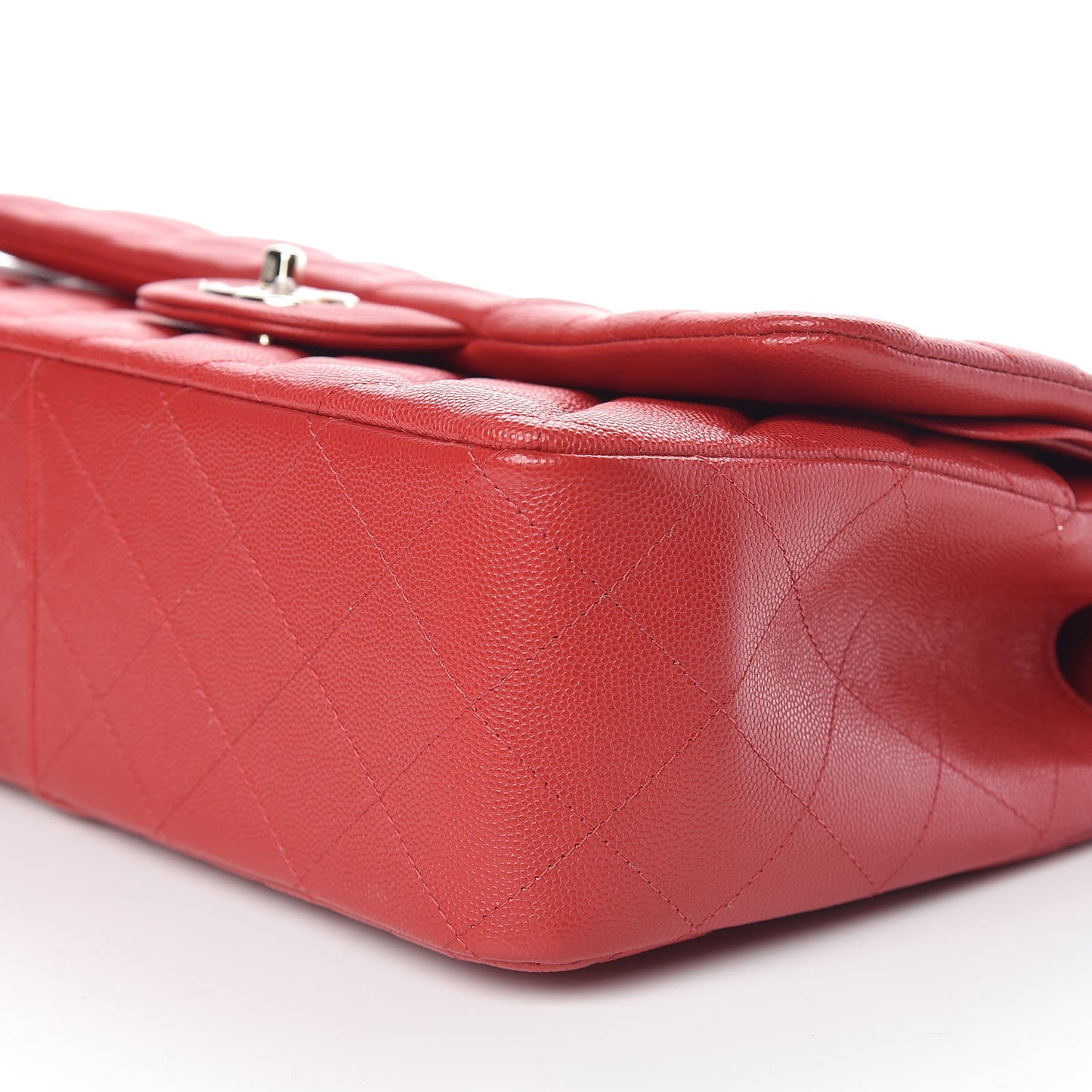 Caviar Quilted Jumbo Double Flap Red