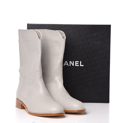 Chanel Calfskin Ascot CC Boots 41 Gray 11 of 11