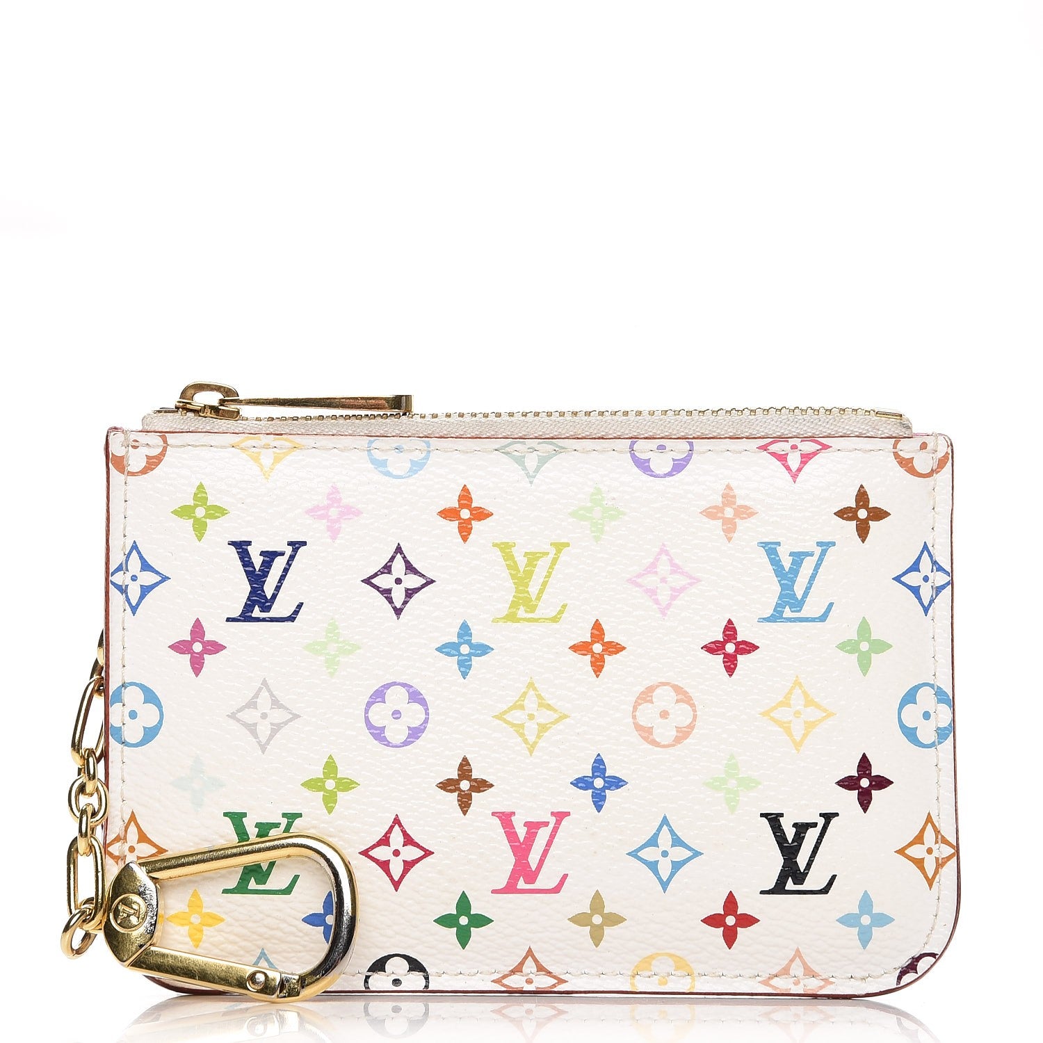 Louis Vuitton Monogram Multicolor Key Pouch White Litchi 1 of 6