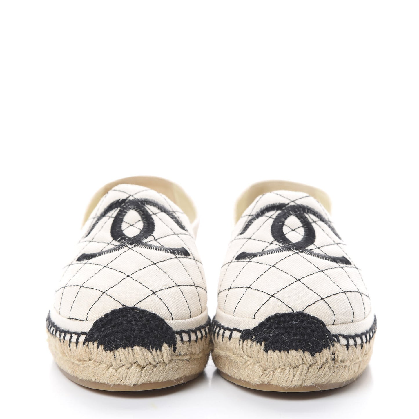 Fabric Biarritz CC Espadrilles 38 Beige Black