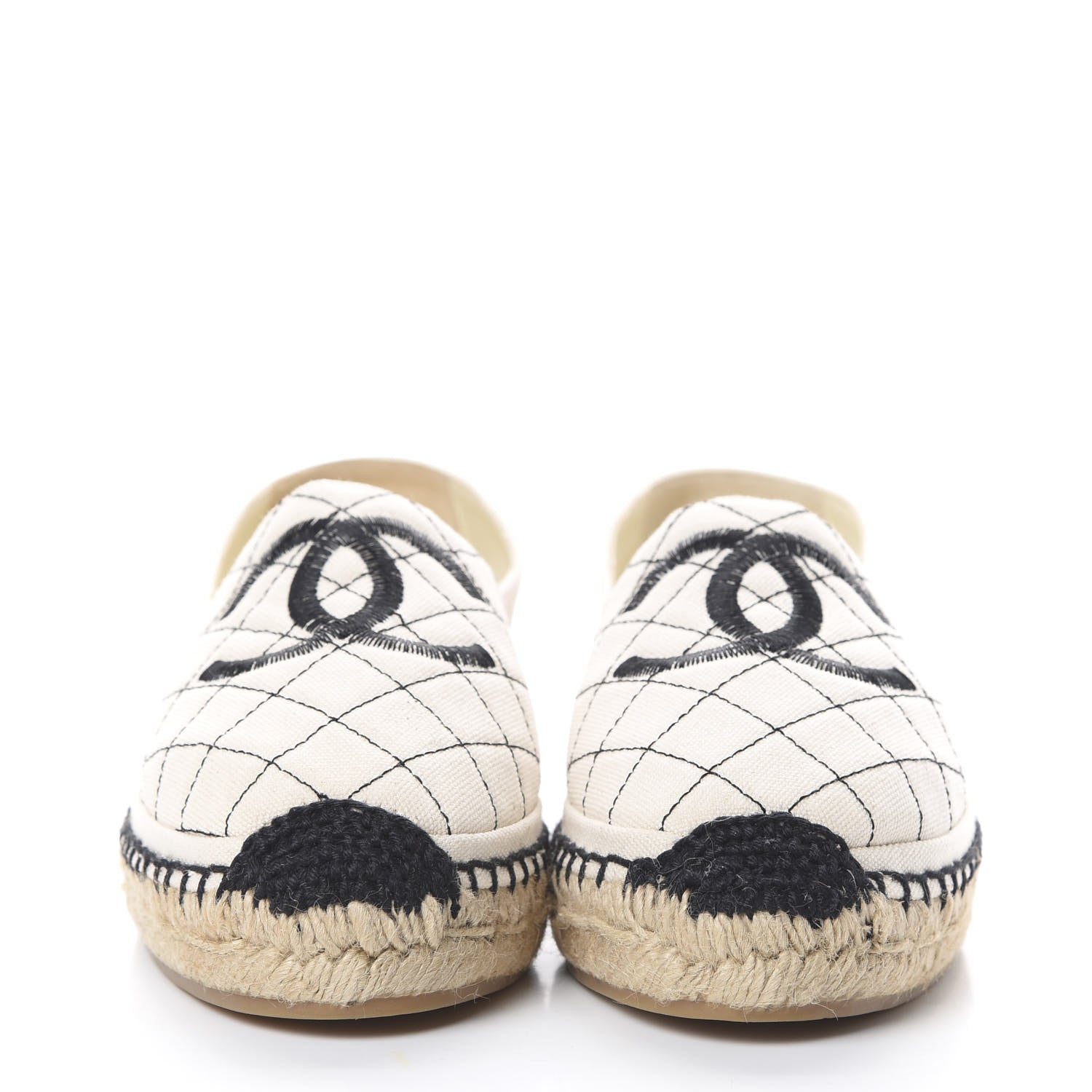 Chanel Fabric Biarritz CC Espadrilles 38 Beige Black 2 of 10