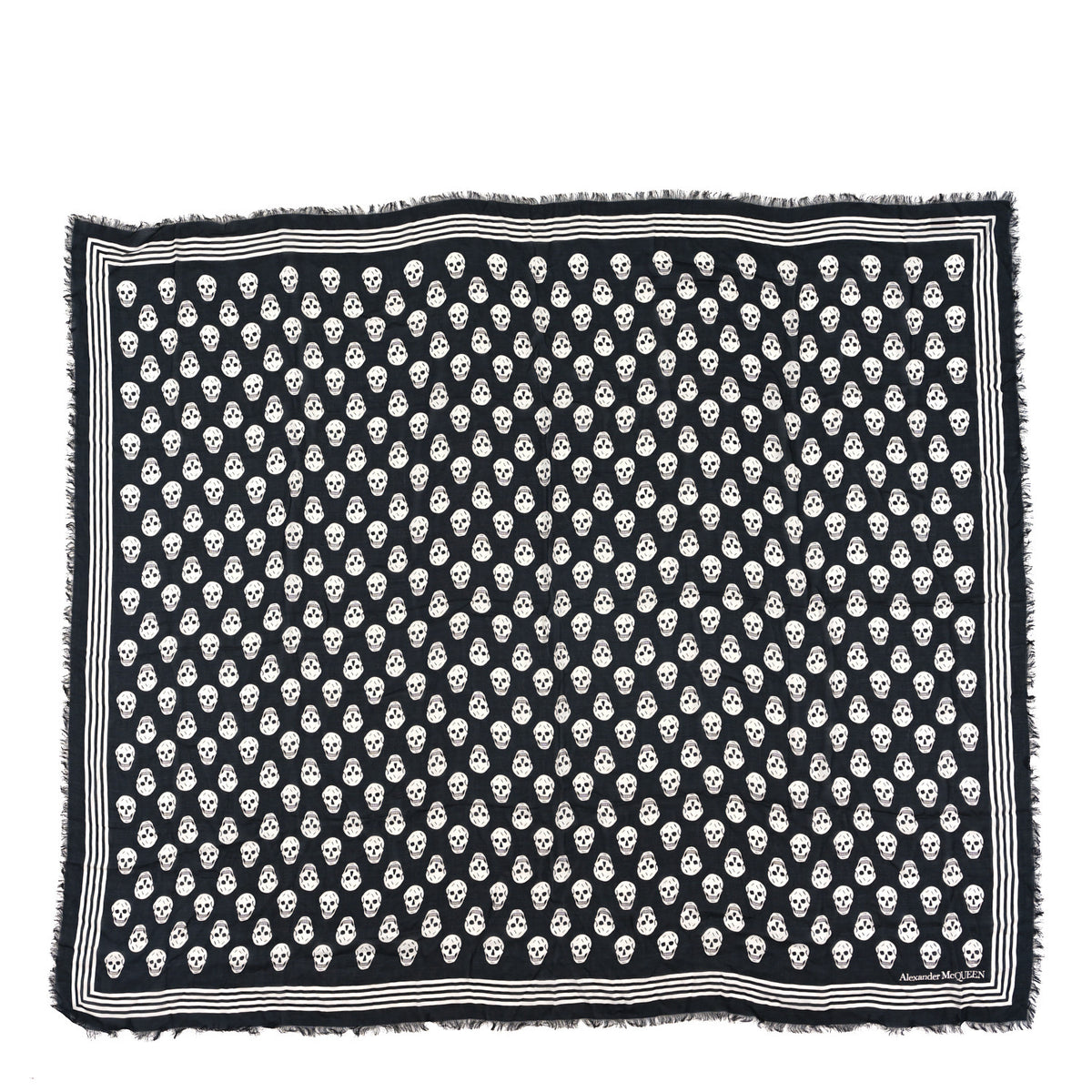 Silk Chiffon Skull Scarf Black White