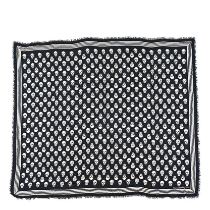 Alexander McQueen Silk Chiffon Skull Scarf Black White 1 of 3