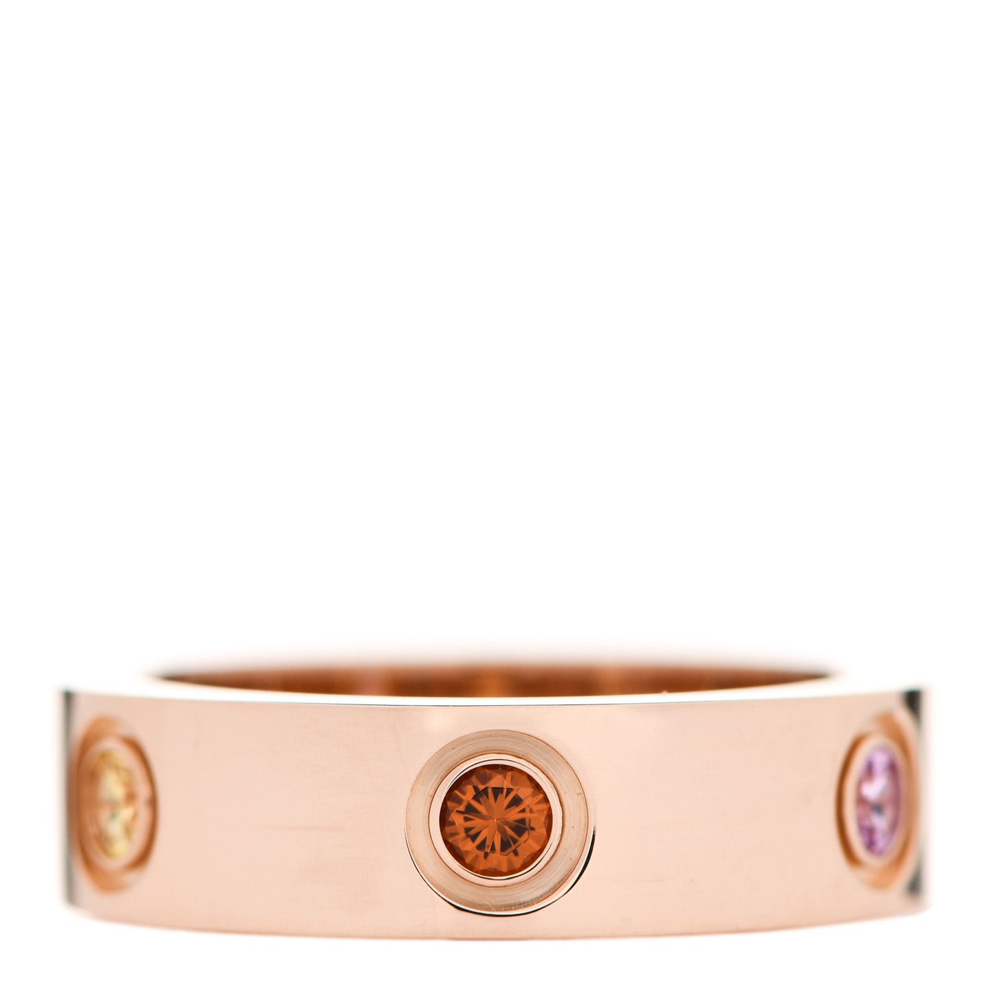 18K Pink Gold Sapphire Garnet Amethyst 5.5mm LOVE Ring 53 6.5