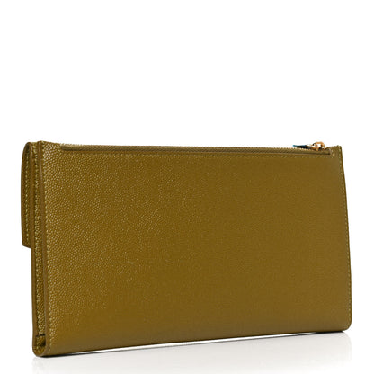 Saint Laurent Grain De Poudre Monogram Uptown Wallet Olive 3 of 11