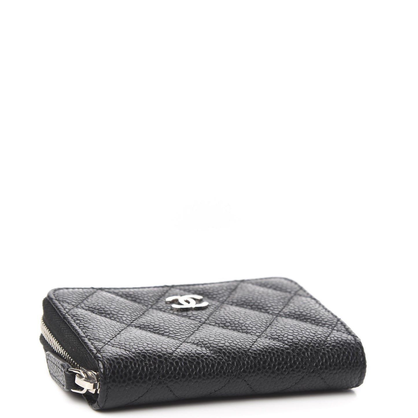 Caviar Quilted Zip Card Holder Black