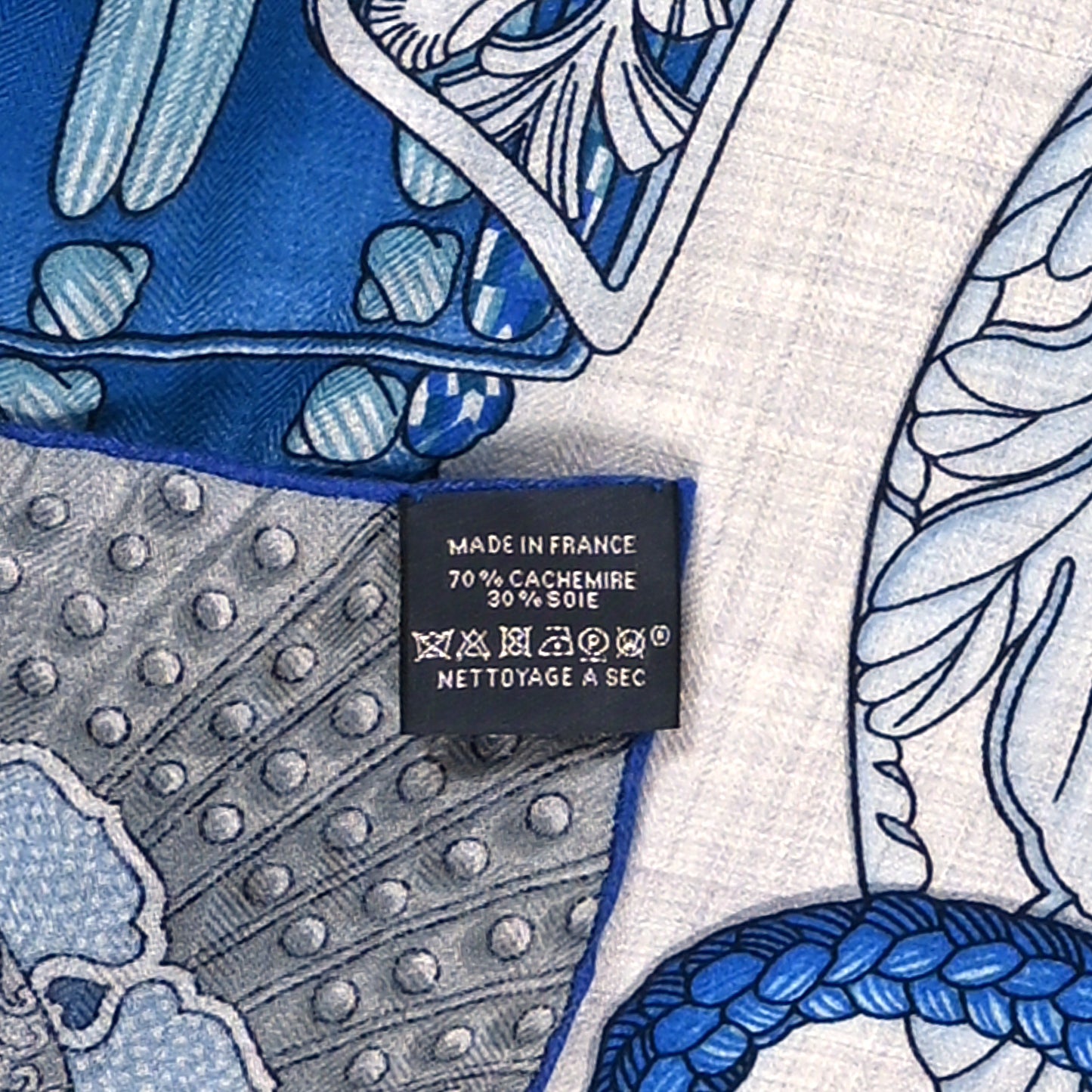 Cashmere Silk Parures De Samourais Shawl 140 Gris Chine Bleu Gris