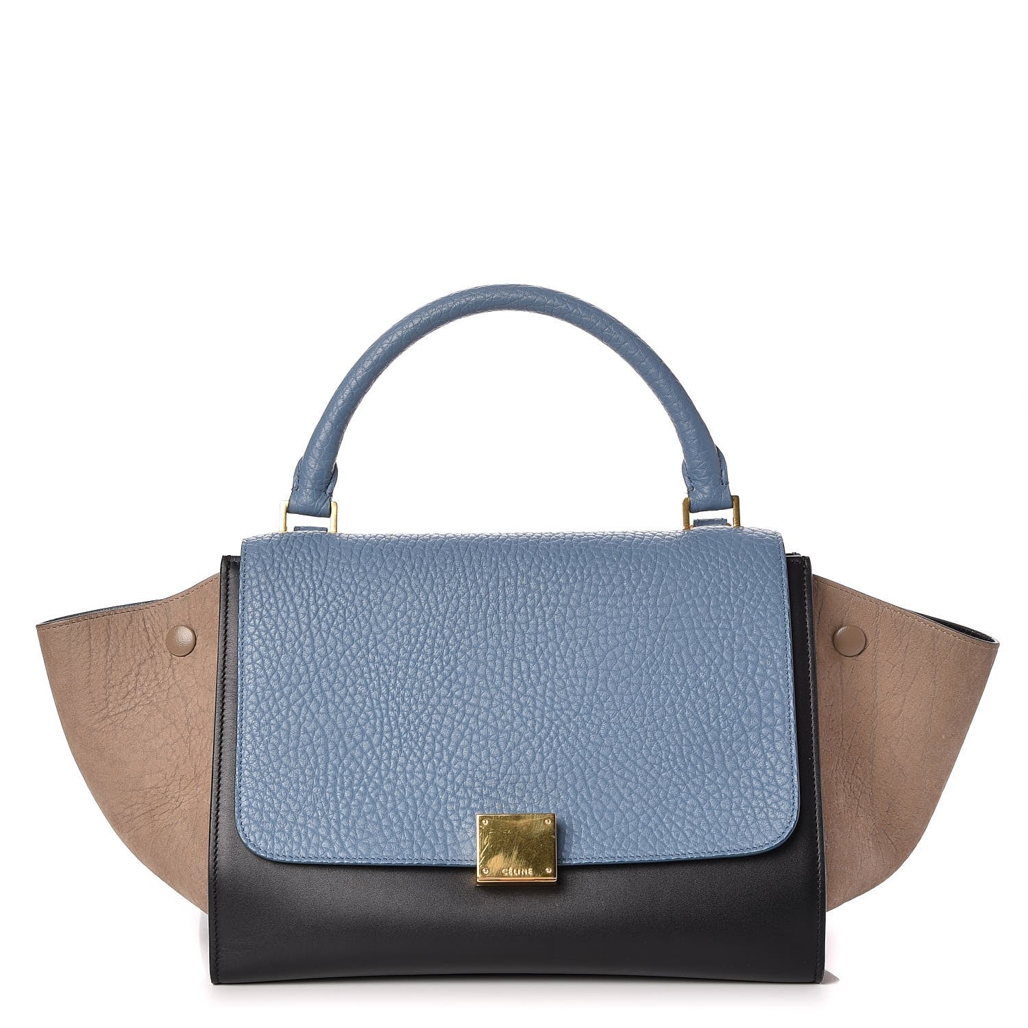 Celine Bullhide Calfskin Grained Nubuck Small Tri-Color Trapeze Medium Blue 1 of 7