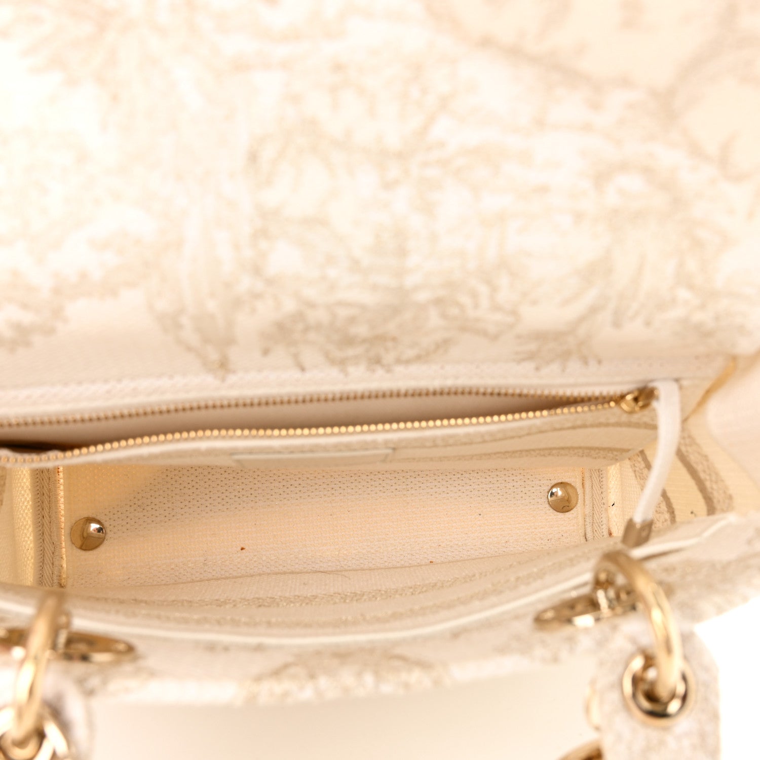 Christian Dior Canvas Around The World Stella Embroidered Medium Lady D-Lite White Gold 5 of 8