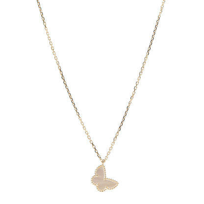 Van Cleef & Arpels 18K Yellow Gold Mother of Pearl Sweet Alhambra Butterfly Pendant Necklace 1 of 6