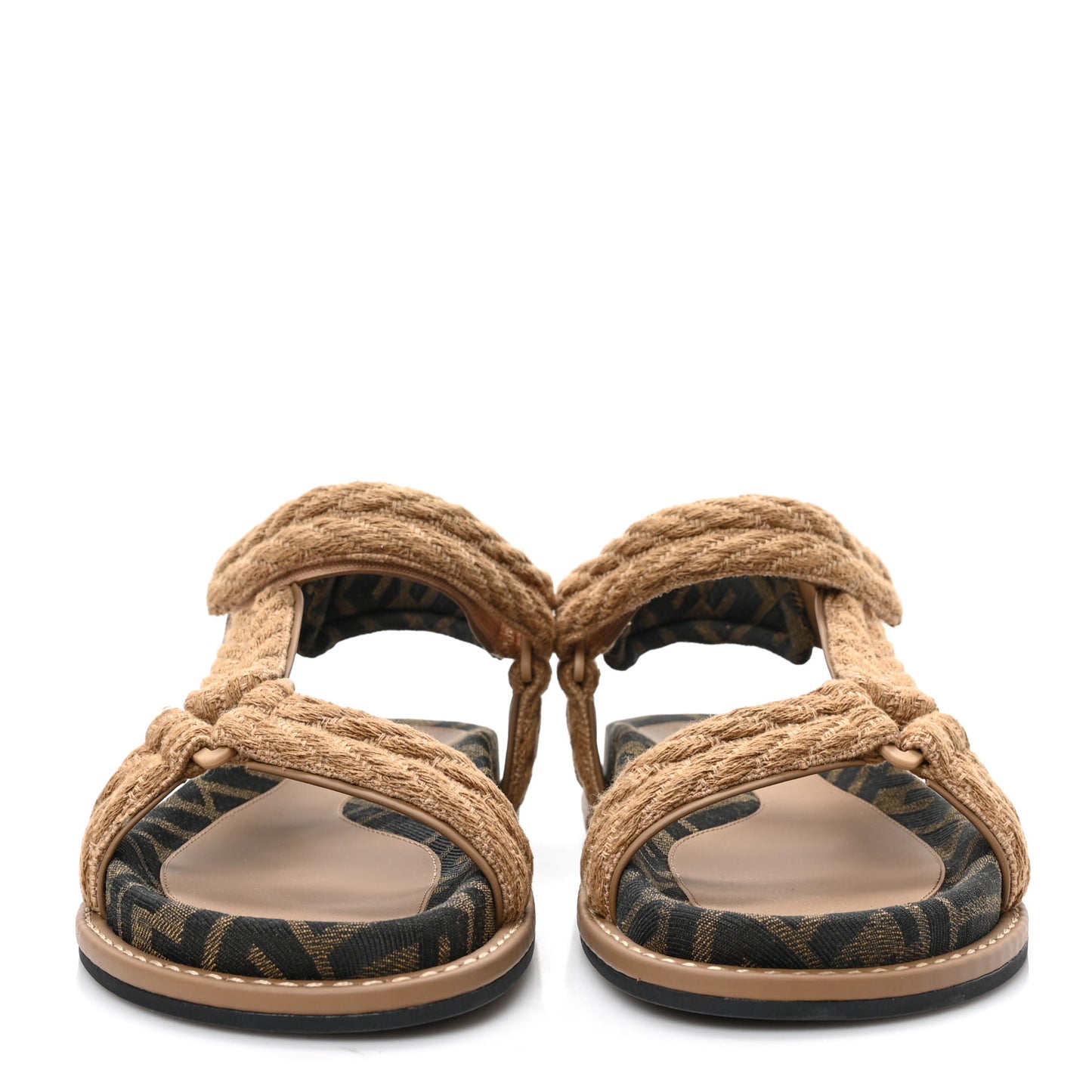 Fabric Jacquard FF Braided Fendi Feel 25mm Sandals 36.5 Sughero Black Tabacco