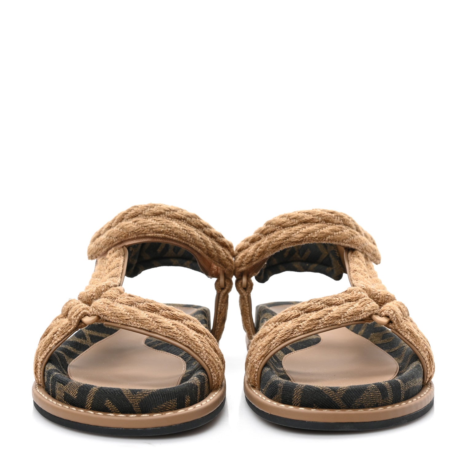 Fendi Fabric Jacquard FF Braided Fendi Feel 25mm Sandals 36.5 Sughero Black Tabacco 2 of 9