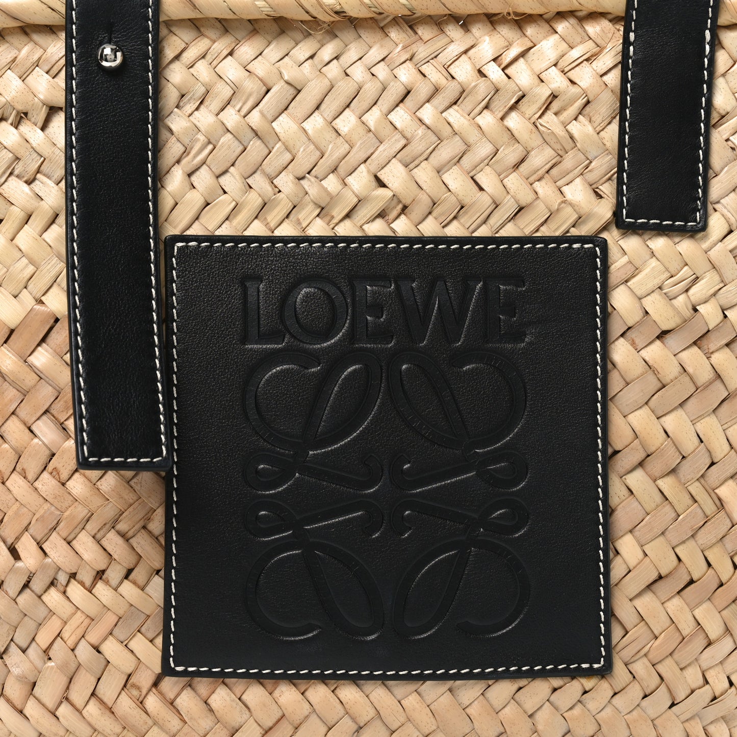 Raffia Basket Tote Bag Natural Black