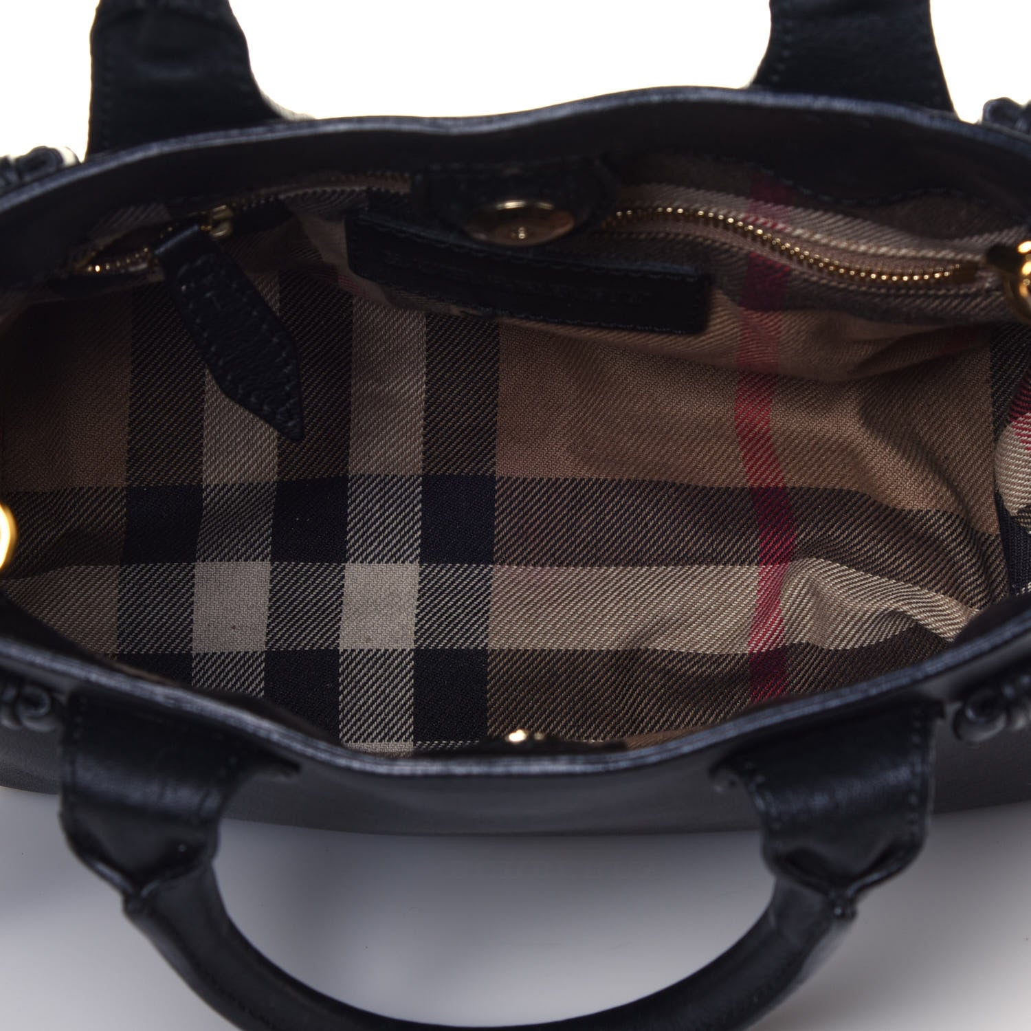 Burberry Calfskin House Check Small Banner Tote Black 4 of 7