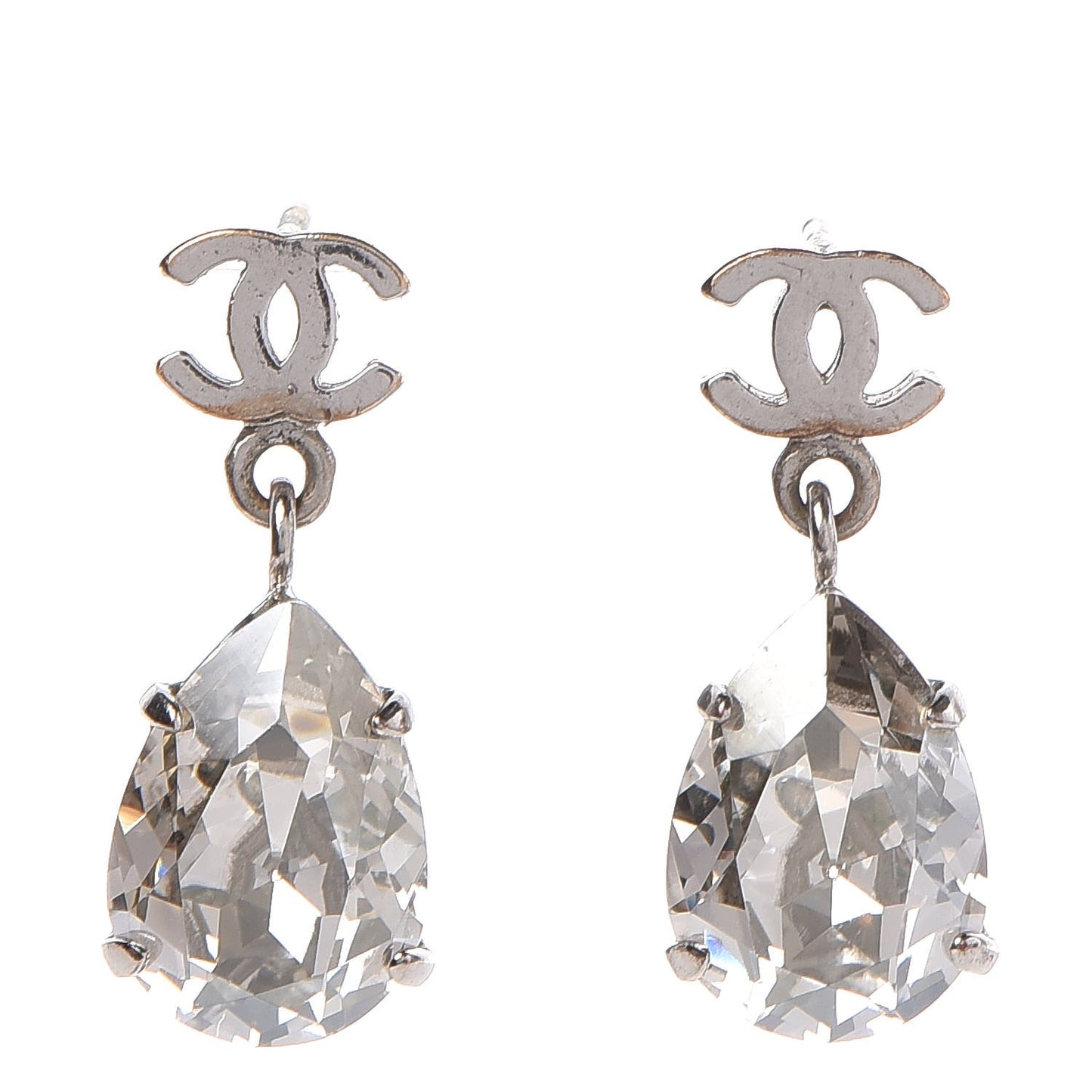 CC Crystal Drop Earrings Silver